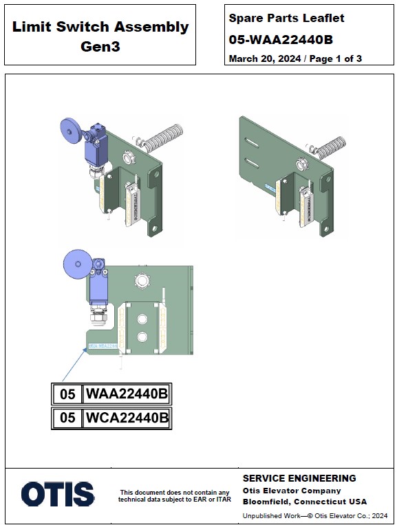 SPL 05-WAA22440B Limit Switch Assembly: Gen3