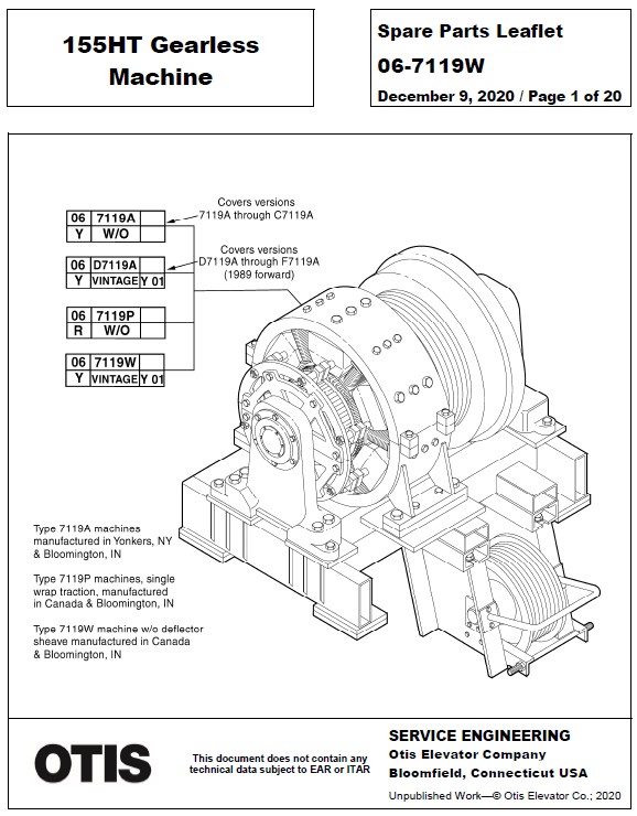 SPL 06-7119W 155HT Gearless Machine