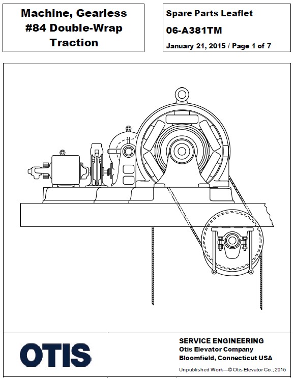 SPL 06-A381TM Machine, Gearless #84 Double-Wrap Traction