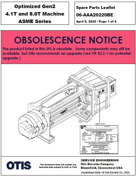 SPL 06-AAA20220BE (OBSOLETE) Optimized Gen2 4.1T and 5.0T Machine - ASME Series