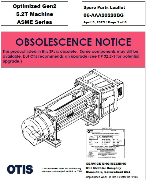 SPL 06-AAA20220BG (OBSOLETE) Optimized Gen2 5.2T Machine ASME Series