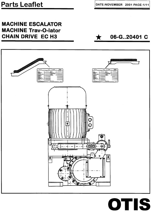SPL 06-GAA20401C Machine Escalator, Machine Trav-O-Lator, Chain Drive, EC H3