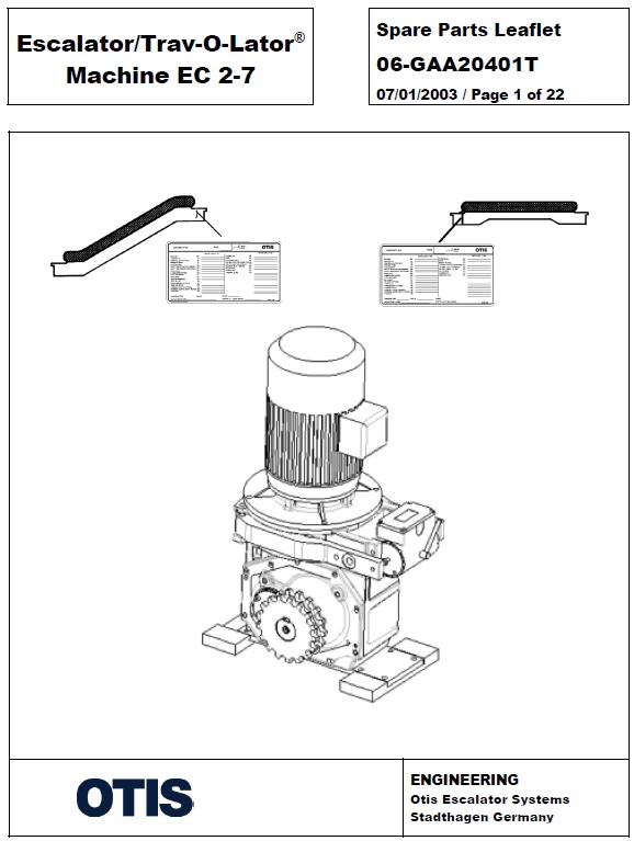 SPL 06-GAA20401T Escalator / Trav-O-Lator Machine EC 2-7