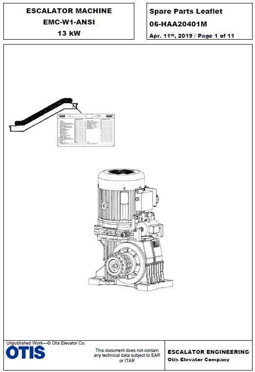 SPL 06-HAA20401M Escalator Machine EMC-W1 ANSI (13 kW)