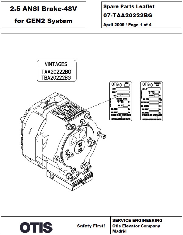 SPL 07-TAA20222BG 2.5 ANSI Brake 48V for Gen2 System