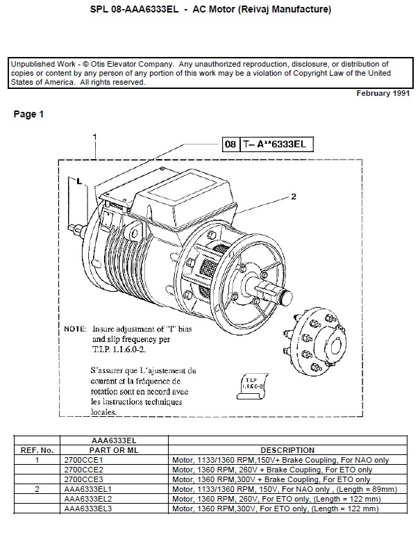 SPL 08-AAA6333EL Motor, AC  MRQ, Reivaj