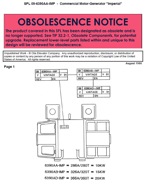 SPL 09-6390AA-IMP (OBSOLETE) Commercial Motor-Generator Imperial
