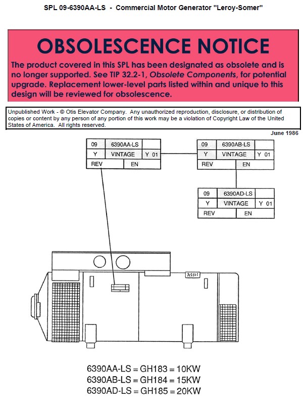 SPL 09-6390AA-LS (OBSOLETE) Commercial Motor Generator Leroy-Somer