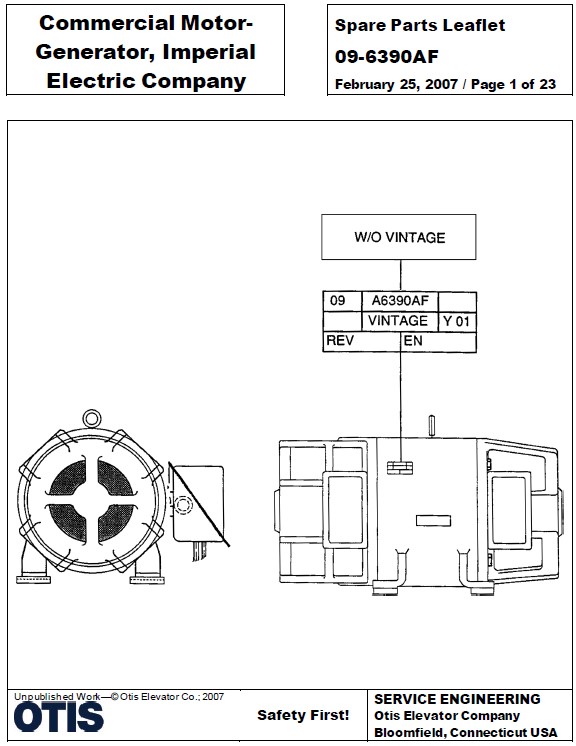 SPL 09-6390AF (OBSOLETE) Commercial Motor-Generator, Imperial Electric Company