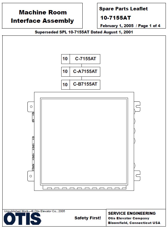 SPL 10-7155AT Machine Room Interface Assembly