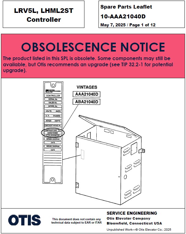 SPL 10-AAA21040D (OBSOLETE) LRV5L, LHML2ST Controller