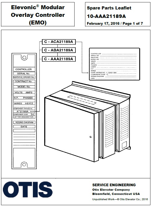 SPL 10-AAA21189A Elevonic Modular Overlay Controller (EMO)