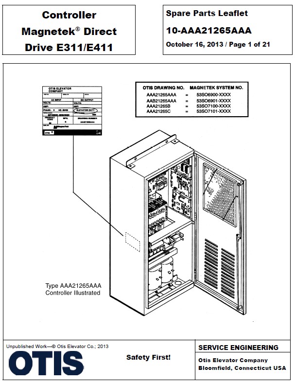 SPL 10-AAA21265AAA Controller Magnetek Direct Drive E311/411