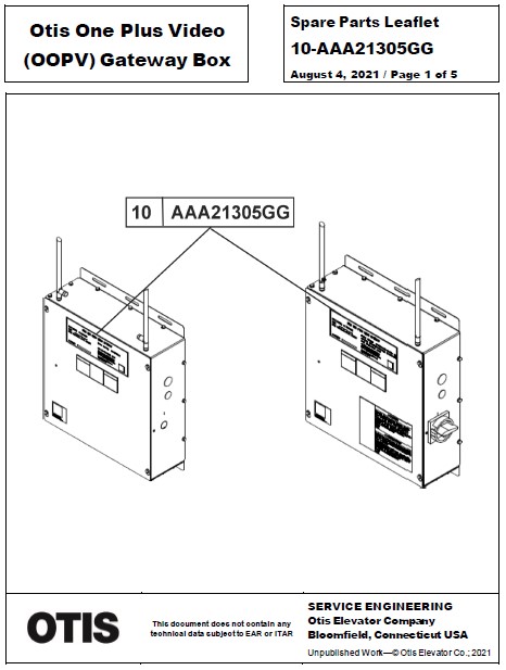 SPL 10-AAA21305GG Otis ONE Pro (OOPV) Gateway Box
