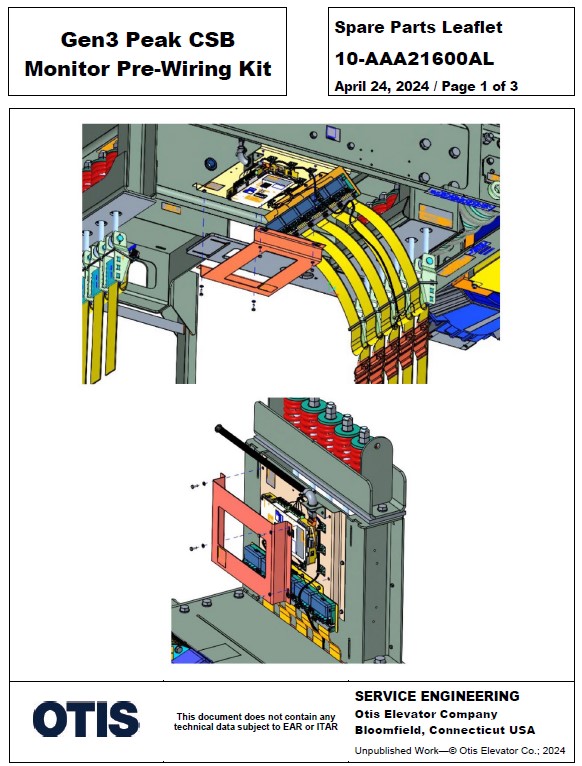SPL 10-AAA21600AL Gen3 Peak CSB Monitor Pre-Wiring Kit