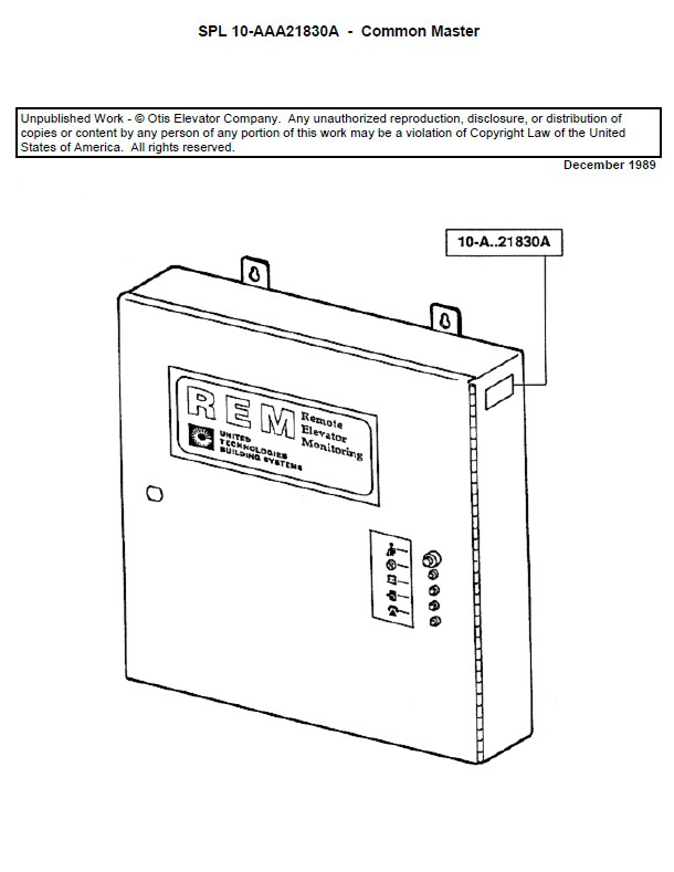 SPL 10-AAA21830A Controller Part Remote Elevator Monitoring REM II, Common Master
