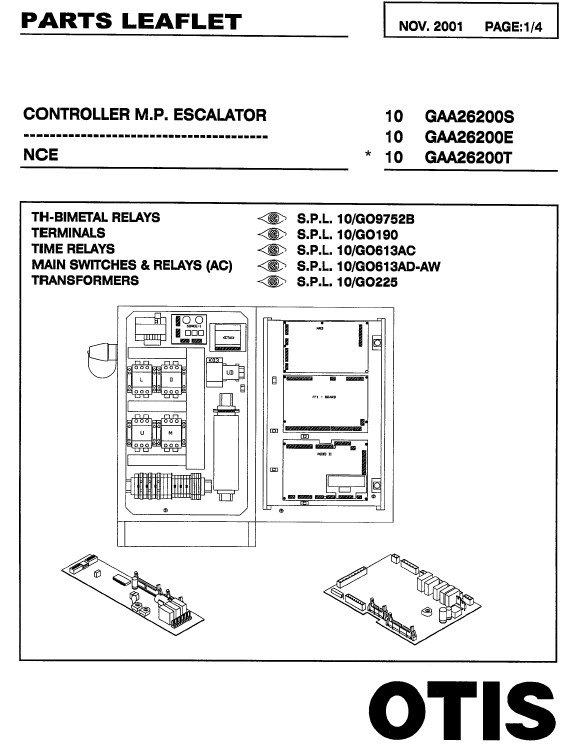 SPL 10-GAA26200T Controller M. P. Escalator NCE