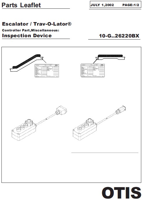 SPL 10-GAA26220BX Escalator / Trav-O-Lator Controller Part, Miscellaneous: Inspection Device