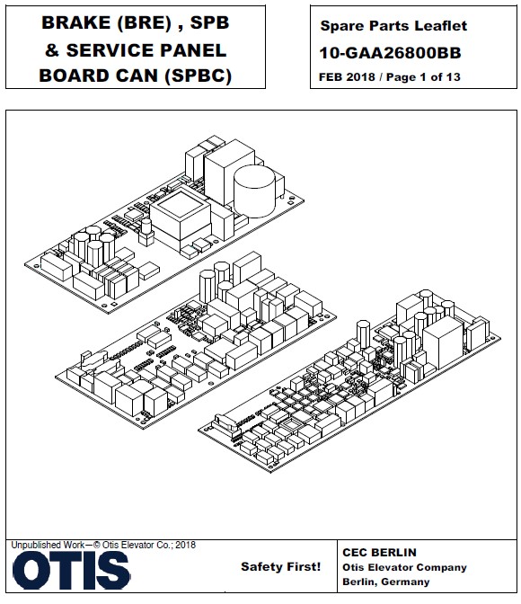 SPL 10-GAA26800BB Brake (BRE), SPB & Service Panel Board CAN (SPBC)