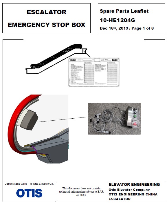 SPL 10-HE1204G Escalator Emergency Stop Box