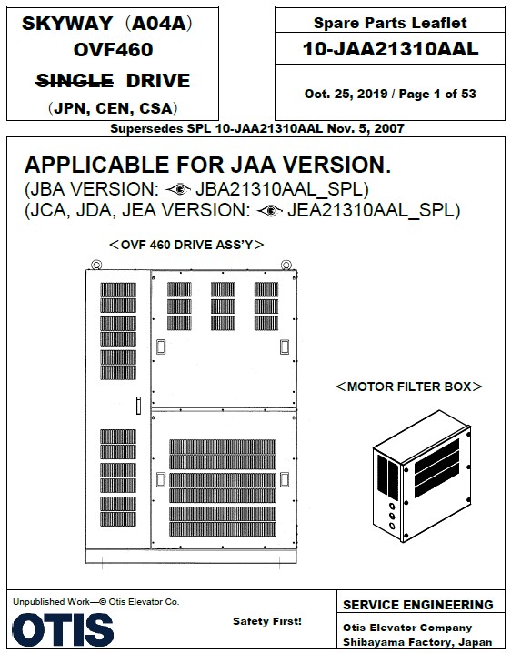 SPL 10-JAA21310AAL Skyway (A04A) OVF460 Single Drive (JPN, CEN, CSA)