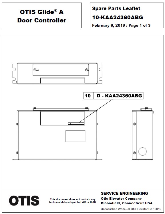 SPL 10-KAA24360ABG OTIS Glide A Door Controller