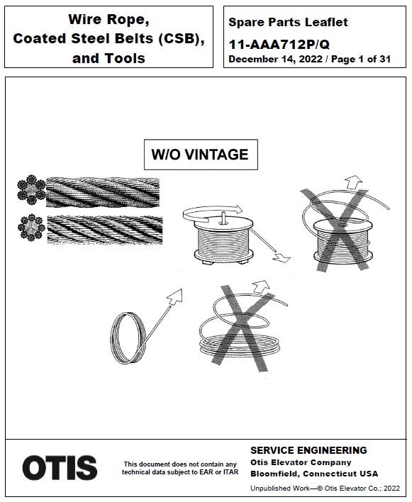 SPL 11-AAA712P Wire Rope, Coated Steel Belts (CSB), and Tools