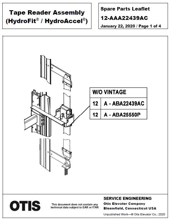 SPL 12-AAA22439AC Tape Reader Assembly (HydroFit / HydroAccel)