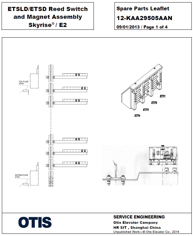 SPL 12-KAA29505AAN ETSLD / ETSD Reed Switch and Magnet Assembly SkyRise / E2