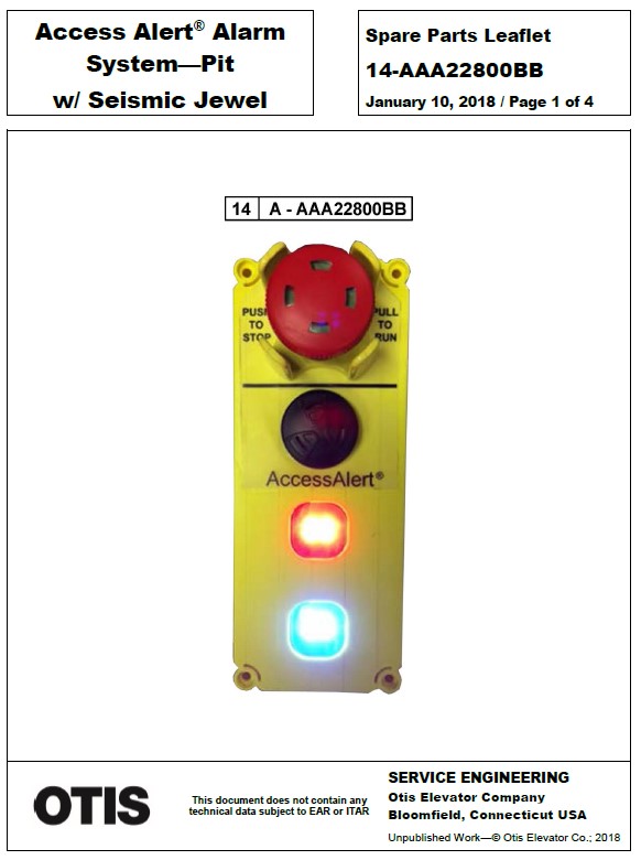 SPL 14-AAA22800BB Access Alert Alarm System - Pit w/ Seismic Jewel