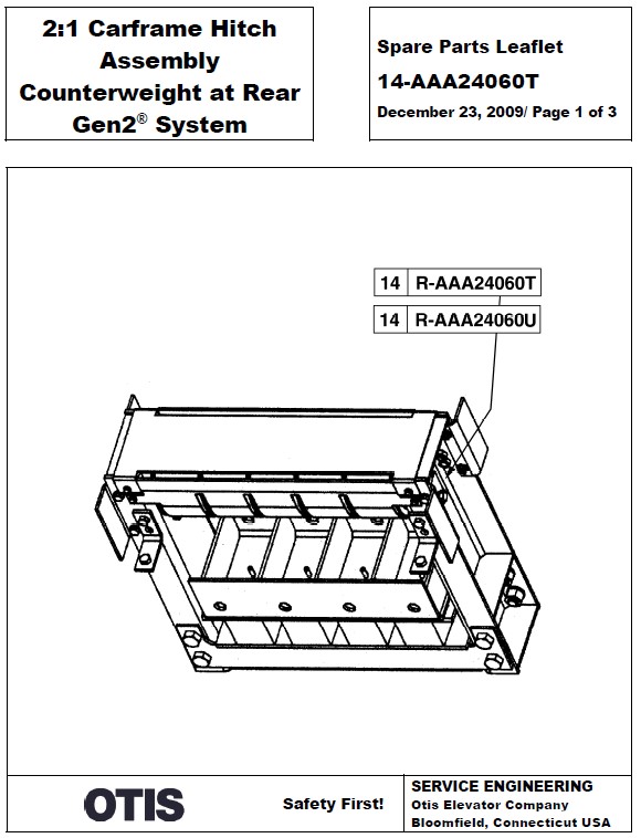SPL 14-AAA24060T 2:1 Carframe Hitch Assembly Counterweight at Rear Gen2 System