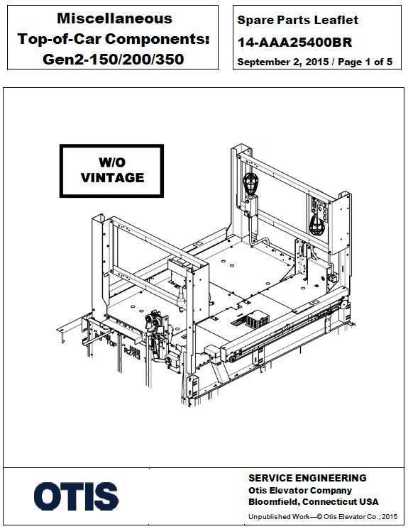 SPL 14-AAA25400BR Miscellaneous Top-of-Car Components: Gen2-150/200/350