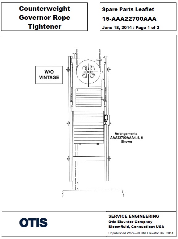SPL 15-AAA22700AAA Counterweight Governor Rope Tightener