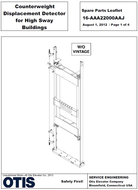SPL 16-AAA22000AAJ Counterweight Displacement Detector for High Sway Buildings