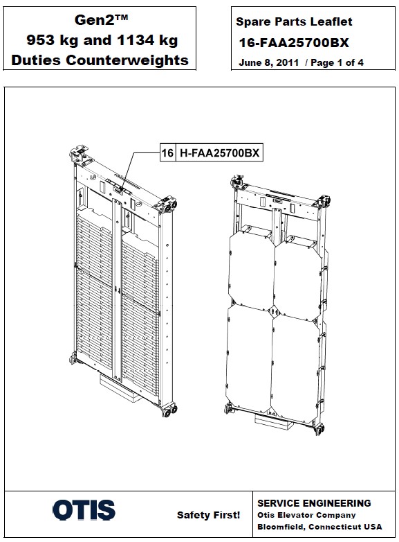 SPL 16-FAA25700BX Gen2 953 kg and 1134 kg Duties Counterweights