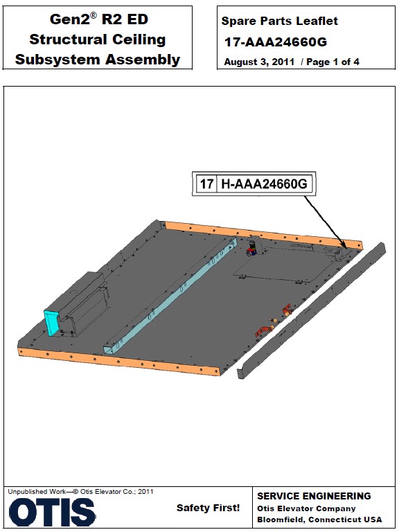SPL 17-AAA24660G Gen2 R2 ED, Structural Ceiling Subsystem Assembly