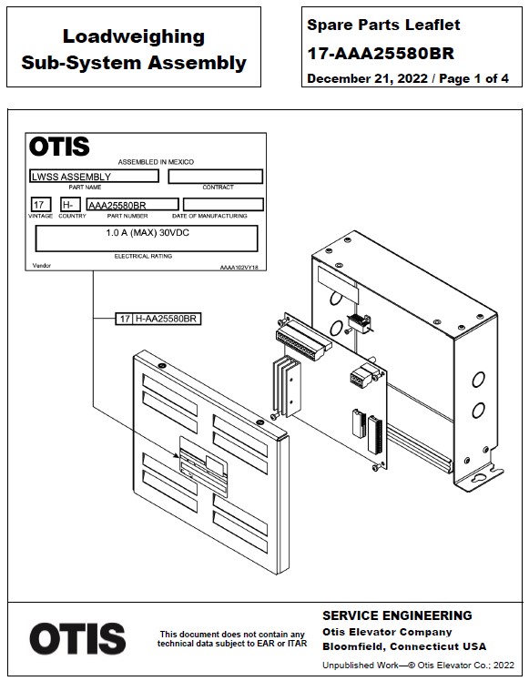 SPL 17-AAA25580BR Loadweighing Sub-System Assembly