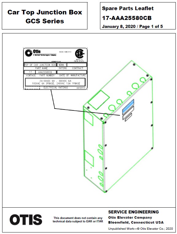SPL 17-AAA25580CB Car Top Junction Box GCS Series
