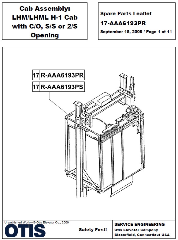 SPL 17-AAA6193PR Cab Assembly LHM/LHML C/O, S/S or 2/S Openings