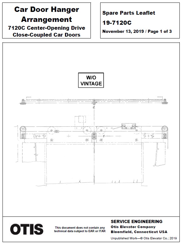 SPL 19-7120C Car Door Hanger Arrangement 7120C Center-Opening Drive Close-Coupled Car Doors