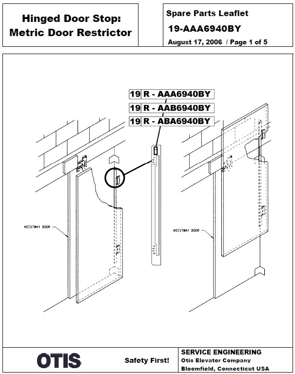 SPL 19-AAA6940BY Hinged Door Stop: Metric Door Restrictor
