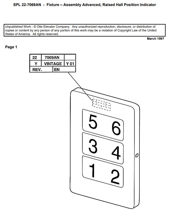 SPL 22-7069AN Hall Position Indicator, Advanced Fixtures, Raised