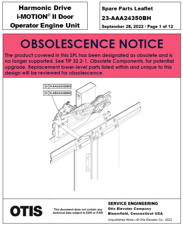 SPL 23-AAA24350BH (OBSOLETE) Harmonic Drive i-MOTION II Door Operator Engine Unit
