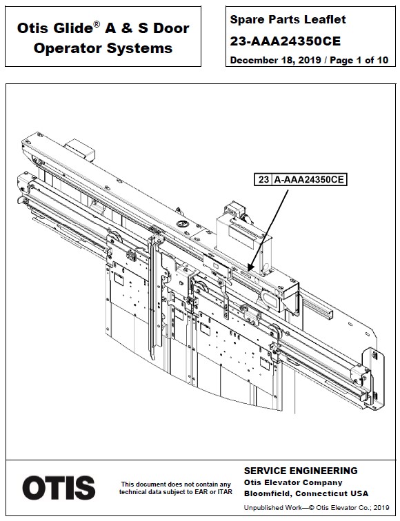 SPL 23-AAA24350CE Otis Glide A & S Door Operator Systems