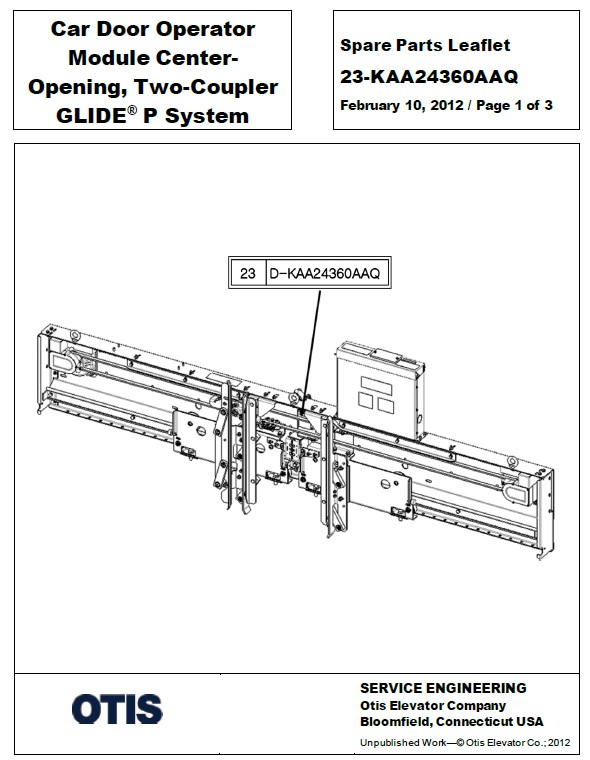 SPL 23-KAA24360AAQ Car Door Operator Module Center-Opening, Two-Coupler GLIDE P System
