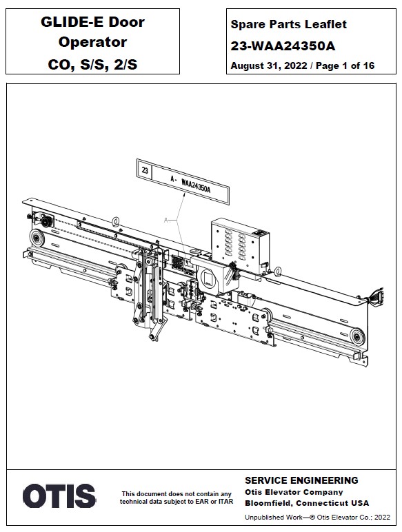 SPL 23-WAA24350A Glide E Door Operator CO, S/S, 2/S