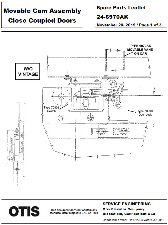 SPL 24-6970AK Movable Cam Assembly Close Coupled Doors