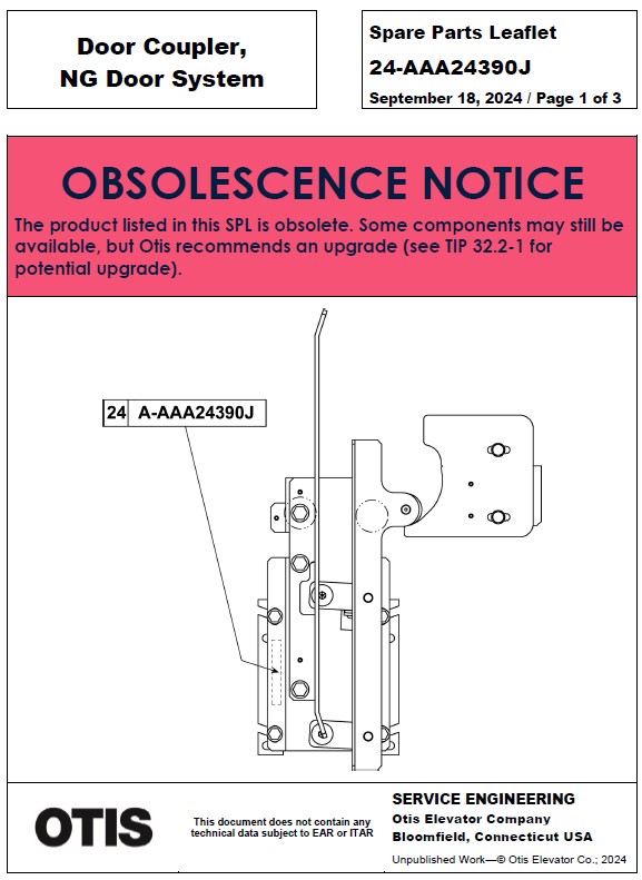 SPL 24-AAA24390J (OBSOLETE) Door Coupler, NG Door System