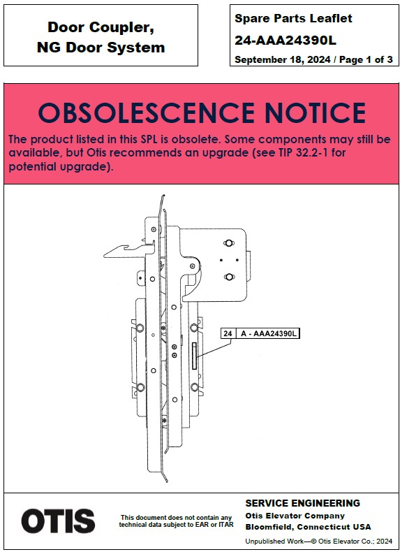 SPL 24-AAA24390L (OBSOLETE) Door Coupler, NG Door System