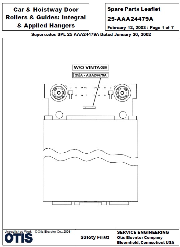 SPL 25-AAA24479A Car and Hoistway Door Rollers & Guides: Integral and Applied Hangers